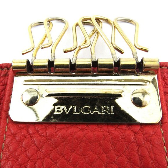 BVLGARI Key Case Maxilgo Beige Pink Canvas ?~ Leather Authentic USED - Picture 9 of 9